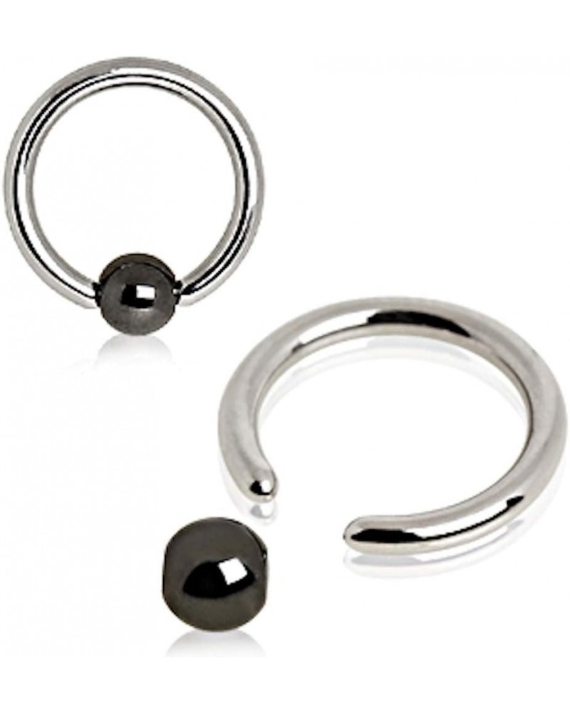 316L Surgical Steel Captive Bead Ring with Hematite Plated Ball 18GA, Length: 1/2", Ball Size: 4mm $7.00 Body Jewelry