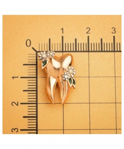 925 Sterling Silver Tooth Fairy Necklace Fairy Tooth Pin Brooch Charm Crystal Badge Jewelry, 18K Yellow Gold Flower Tooth Bro...