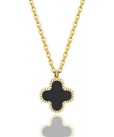 Clover Necklaces for Women | Four Leaf Clover Necklace Pendant | Lovely Gift - Black $10.56 Necklaces