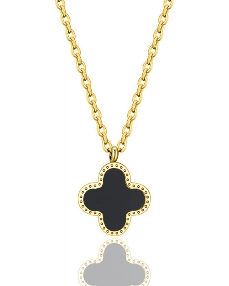 Clover Necklaces for Women | Four Leaf Clover Necklace Pendant | Lovely Gift - Black $10.56 Necklaces