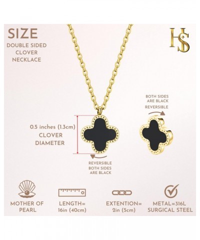 Clover Necklaces for Women | Four Leaf Clover Necklace Pendant | Lovely Gift - Black $10.56 Necklaces