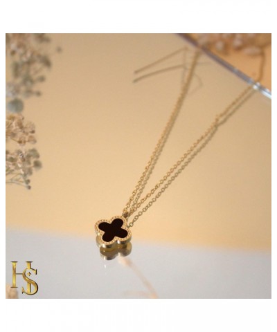 Clover Necklaces for Women | Four Leaf Clover Necklace Pendant | Lovely Gift - Black $10.56 Necklaces