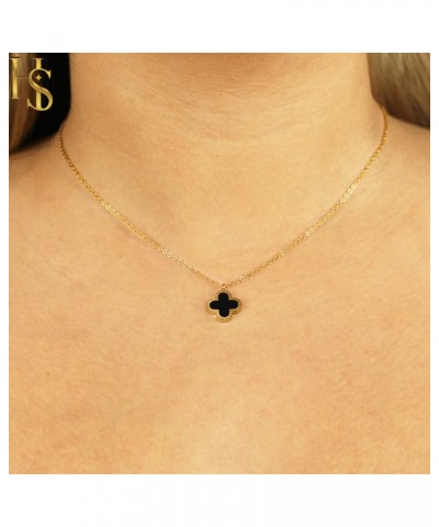 Clover Necklaces for Women | Four Leaf Clover Necklace Pendant | Lovely Gift - Black $10.56 Necklaces