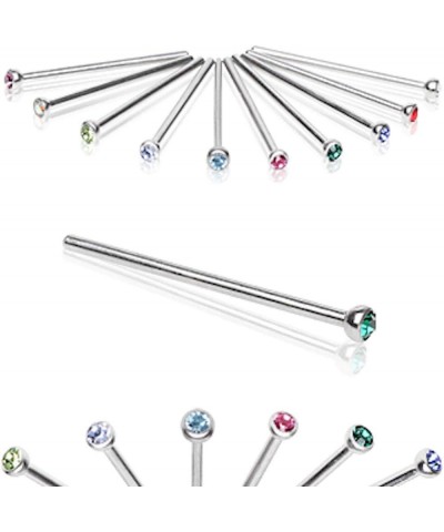 316L Surgical Steel Fish Tail Nose Ring with Press Fit CZ 20GA, L: 3/4", Ball Size: 2mm, Red $9.51 Body Jewelry