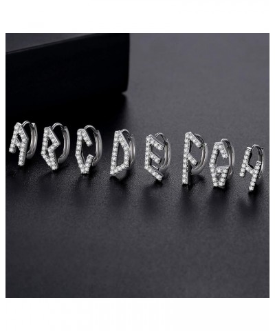 925 Sterling Silver Initial Hoop Earrings Cubic zirconia Letter A-Z Name Alphabet Earrings for Women Girls Letter P $12.88 Ea...