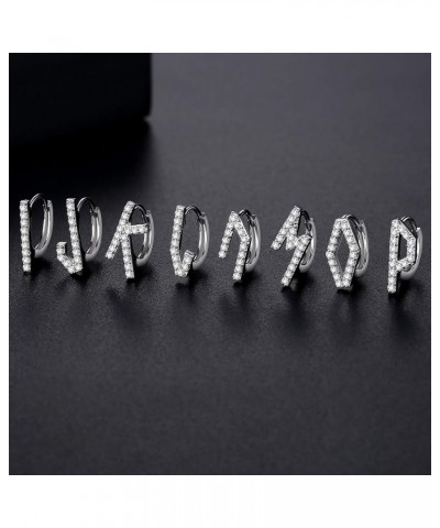 925 Sterling Silver Initial Hoop Earrings Cubic zirconia Letter A-Z Name Alphabet Earrings for Women Girls Letter P $12.88 Ea...