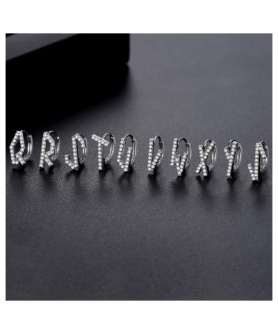 925 Sterling Silver Initial Hoop Earrings Cubic zirconia Letter A-Z Name Alphabet Earrings for Women Girls Letter P $12.88 Ea...