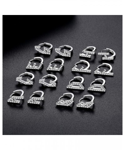 925 Sterling Silver Initial Hoop Earrings Cubic zirconia Letter A-Z Name Alphabet Earrings for Women Girls Letter P $12.88 Ea...