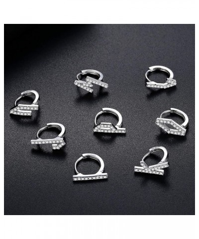 925 Sterling Silver Initial Hoop Earrings Cubic zirconia Letter A-Z Name Alphabet Earrings for Women Girls Letter P $12.88 Ea...