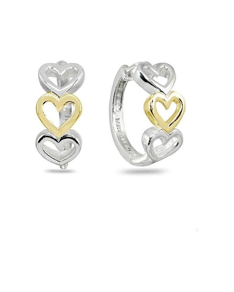 Sterling Silver16mm Polished Open Heart Small Huggie Hoop Earrings Yellow Flash $14.70 Earrings