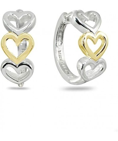 Sterling Silver16mm Polished Open Heart Small Huggie Hoop Earrings Yellow Flash $14.70 Earrings