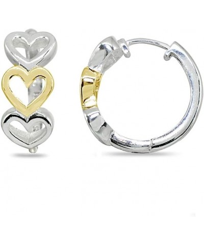 Sterling Silver16mm Polished Open Heart Small Huggie Hoop Earrings Yellow Flash $14.70 Earrings