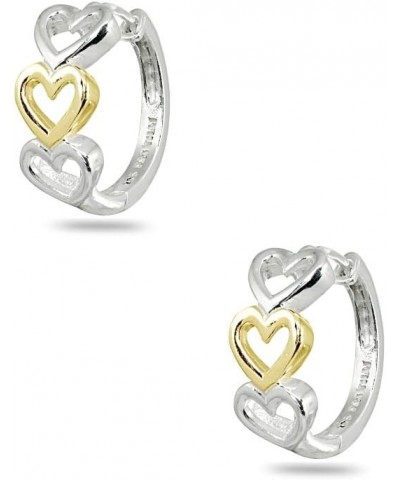 Sterling Silver16mm Polished Open Heart Small Huggie Hoop Earrings Yellow Flash $14.70 Earrings