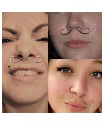 14G/16G Mustache Septum Ring, 316L Surgical Steel Septum Mustache Nose Ring Piercing Jewelry, Septum Piercing Hanger Rainbow,...