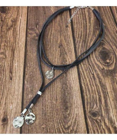 Boho Necklaces for Women Layered Trendy Black Brown Leather Long Necklaces Boho Jewelry Gifts for Women Long Necklaces for Gi...