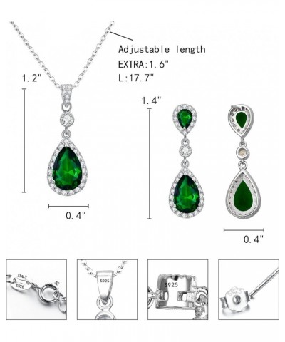 925 Sterling Silver Full Cubic Zirconia Teardrop Bridal Pendant Necklace Dangle Earrings Set, Valentine's Day/Mother's Day/Ch...