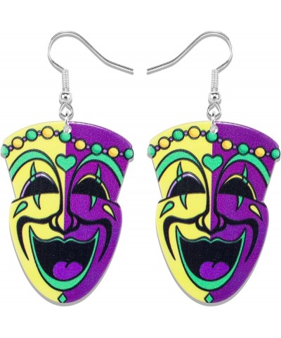 Mardi Gras Earrings Carnival Theme Acrylic Earrings for Women Girls Mardi Gras Party Jewelry Accessories MG-D $7.14 Earrings