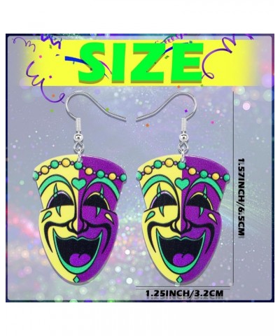 Mardi Gras Earrings Carnival Theme Acrylic Earrings for Women Girls Mardi Gras Party Jewelry Accessories MG-D $7.14 Earrings