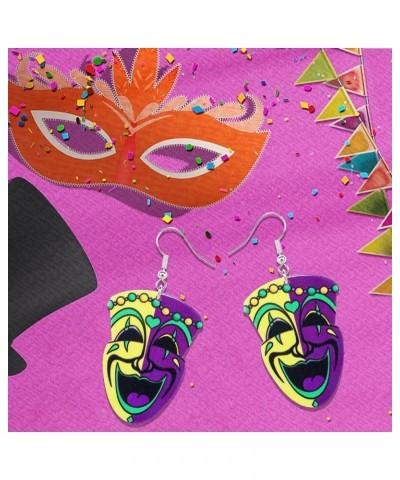 Mardi Gras Earrings Carnival Theme Acrylic Earrings for Women Girls Mardi Gras Party Jewelry Accessories MG-D $7.14 Earrings