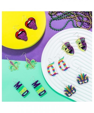 Mardi Gras Earrings Carnival Theme Acrylic Earrings for Women Girls Mardi Gras Party Jewelry Accessories MG-D $7.14 Earrings