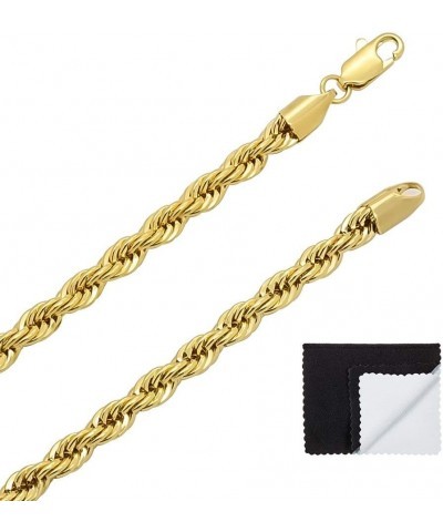 2mm-6mm 14k Yellow Gold Plated Twisted Rope Chain Necklace or Bracelet 20.0 Inches 5mm Necklace $22.26 Necklaces