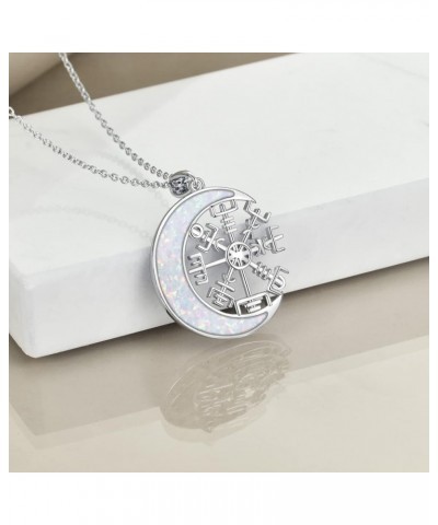 Men Viking Pendant Necklace Sterling Silver Norse Viking Jewelry Gift Compass-C Opal $15.51 Necklaces