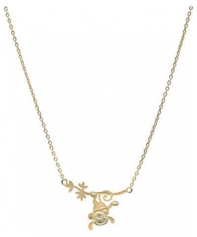 Handmade Tiny Jewel Brushed Metal Hanging Monkey Necklace Gold $8.24 Necklaces