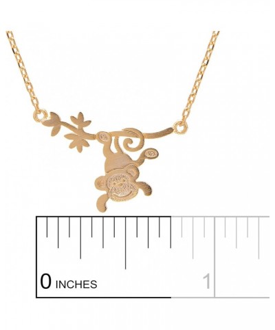 Handmade Tiny Jewel Brushed Metal Hanging Monkey Necklace Gold $8.24 Necklaces