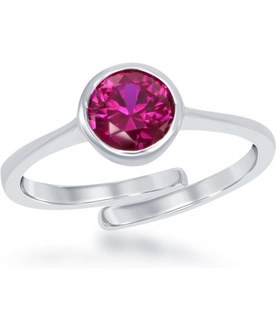 Sterling Silver Genuine/Simulated Birthstone Bezel-set 6mm Adjustable Ring Ruby: 1.07 cttw $22.79 Rings