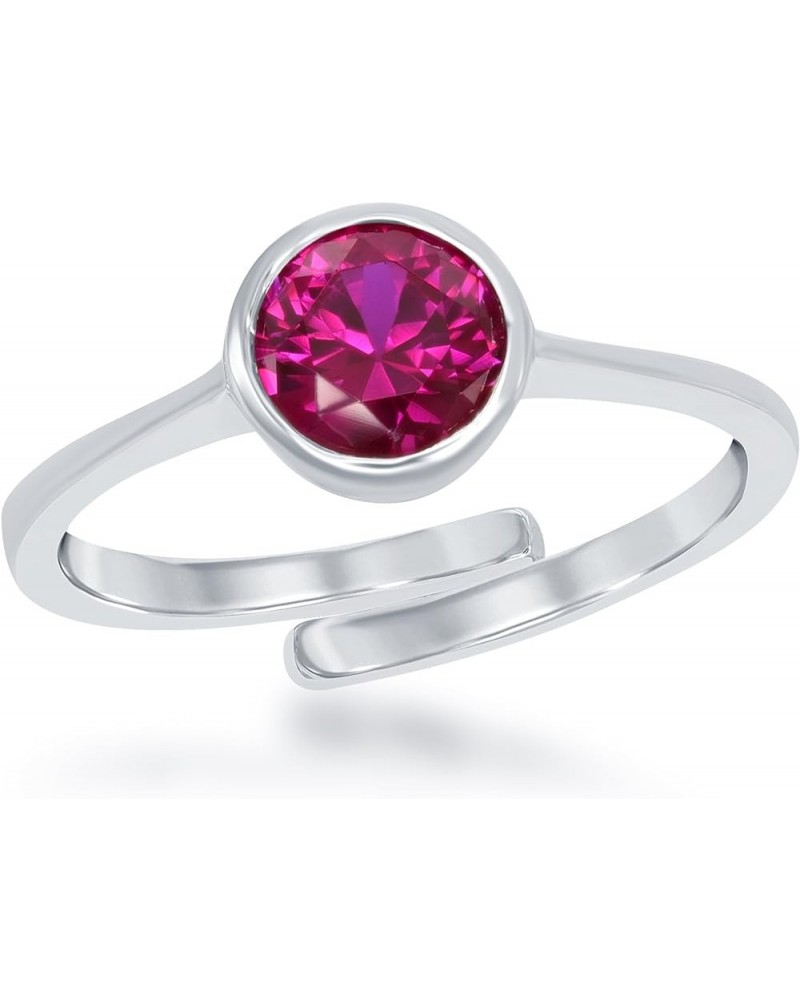 Sterling Silver Genuine/Simulated Birthstone Bezel-set 6mm Adjustable Ring Ruby: 1.07 cttw $22.79 Rings