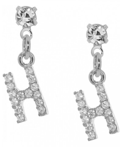 Rhinestone Initial Dangle Earrings H_Silver $8.39 Earrings