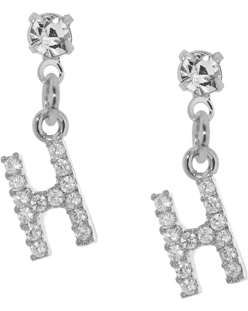 Rhinestone Initial Dangle Earrings H_Silver $8.39 Earrings