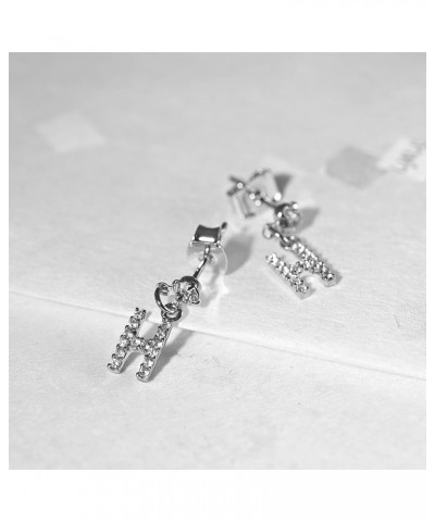 Rhinestone Initial Dangle Earrings H_Silver $8.39 Earrings