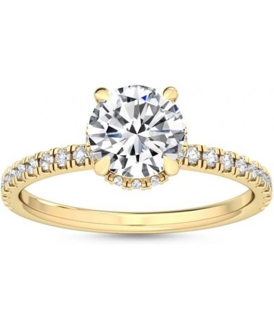 1-5 Carat (ctw) Yellow Gold Radiant Cut LAB GROWN Diamond Side Stone Engagement Ring [ Color E-F, Clarity VS2-SI1 ] 4 Round 4...