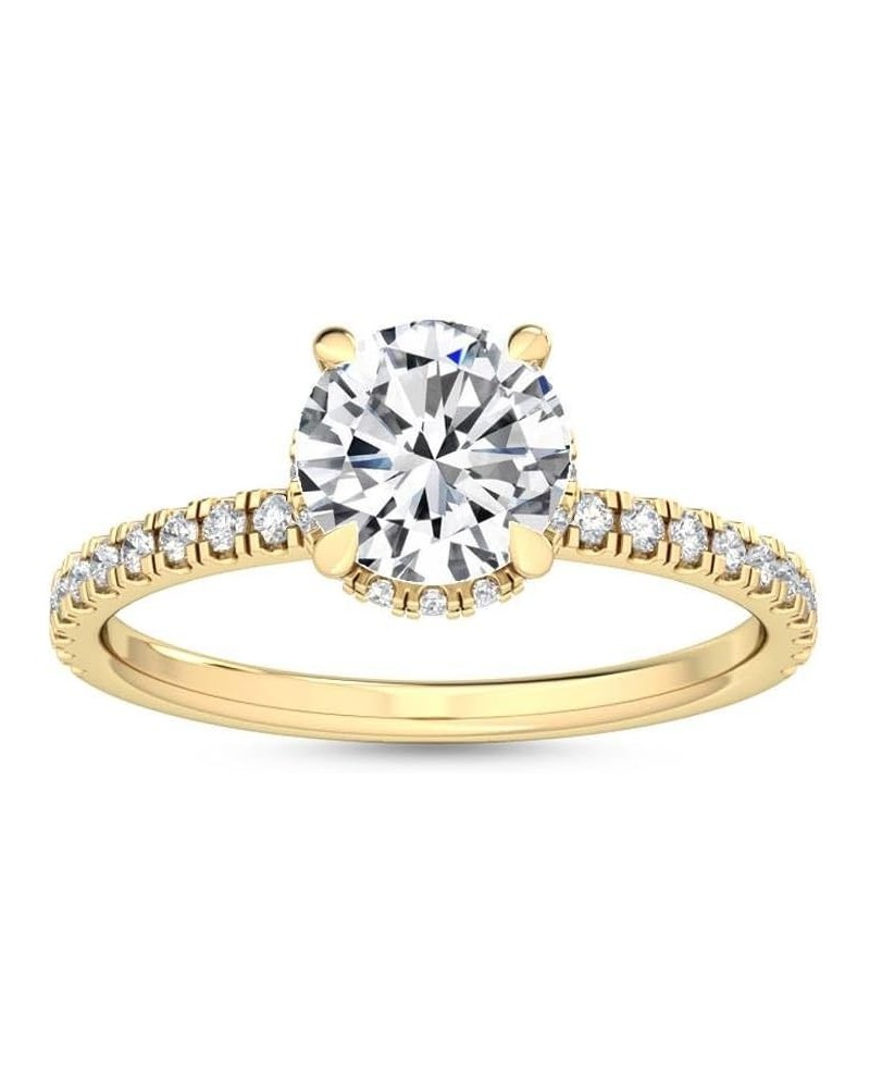 1-5 Carat (ctw) Yellow Gold Radiant Cut LAB GROWN Diamond Side Stone Engagement Ring [ Color E-F, Clarity VS2-SI1 ] 4 Round 4...