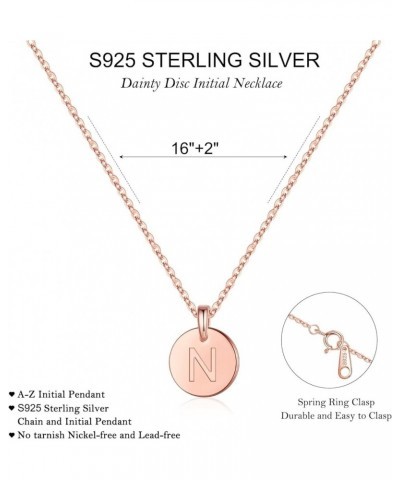 Easter Gifts for Girls - S925 Sterling Silver Initial Necklaces for Girls Women, Sterling Silver Disc Initial Pendant Gold/Ro...