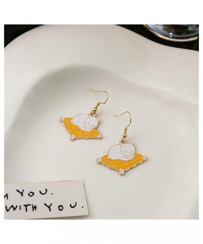 2 pieces Funny Cartoon Cat Earrings Set Kawaii Kitten Cushion Teacup Book Dangle Drop Earrings Creative Statement Jewelry Gif...