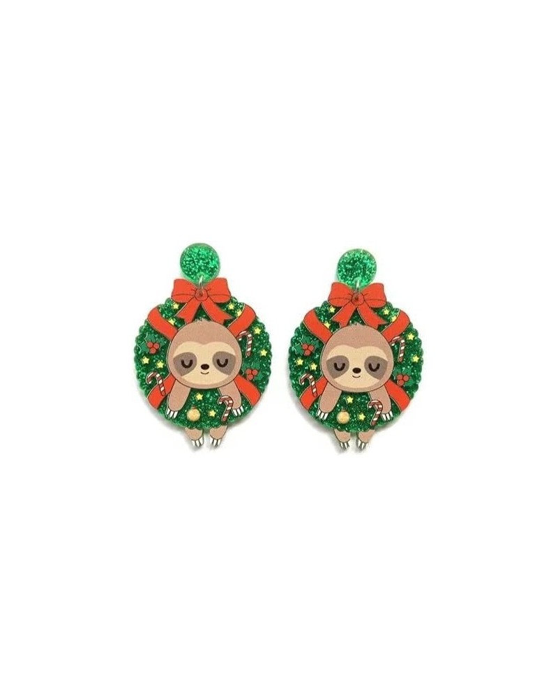 Cute Exaggerated Unique Husky Dog Cute Cat Lazy Sloth Christmas Wreath Bow Earrings for Women Girls Jewelry Gifts One Size 10...