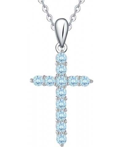 925 Sterling Silver Birthstone Cross Pendant Necklaces Silver 5A CZ Birthstone Cross Necklaces Birthstone Necklace for Women,...