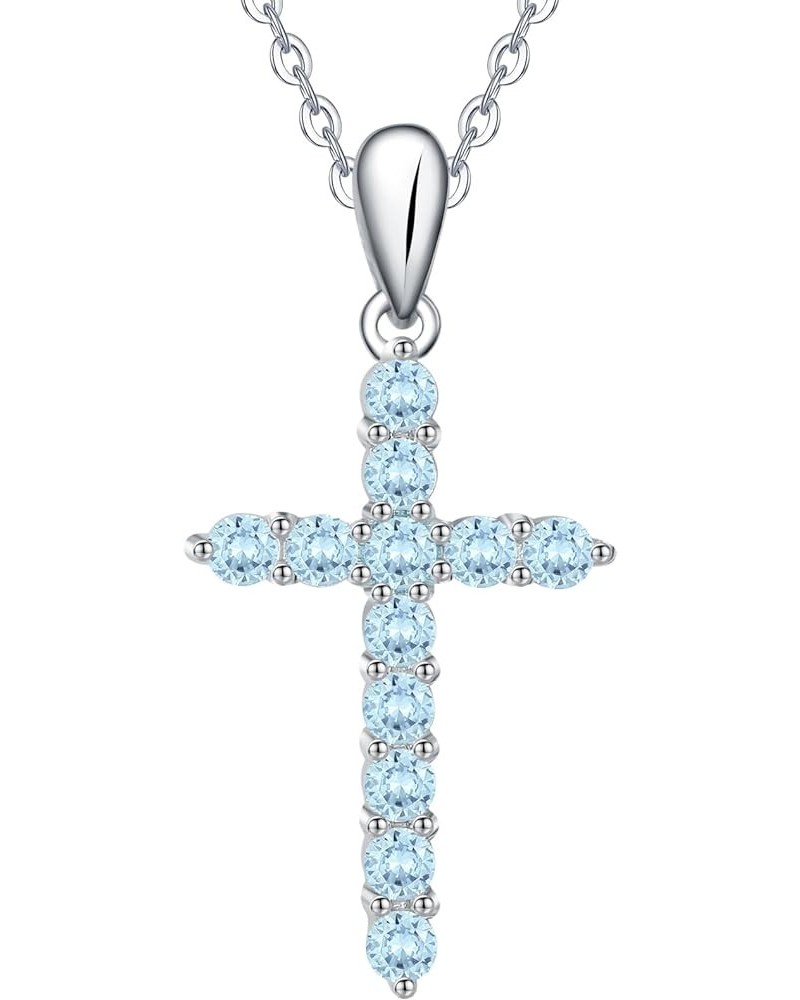 925 Sterling Silver Birthstone Cross Pendant Necklaces Silver 5A CZ Birthstone Cross Necklaces Birthstone Necklace for Women,...