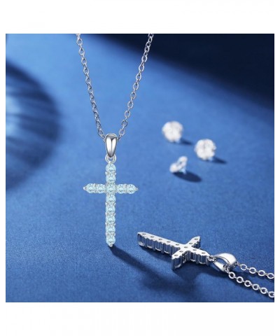 925 Sterling Silver Birthstone Cross Pendant Necklaces Silver 5A CZ Birthstone Cross Necklaces Birthstone Necklace for Women,...