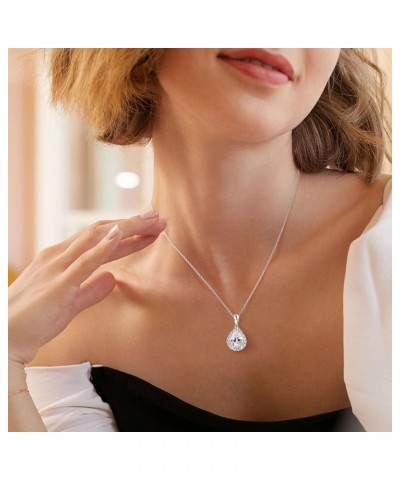 Vintage Necklaces for Women Trendy 925 Sterling Silver Statement Pendant Necklace Pear Cut $17.00 Necklaces