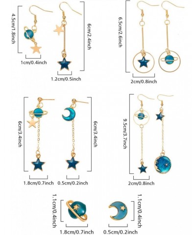 12 Pairs Astronaut Stud Moon Star Dangle Earrings for Women Asymmetrical Planet Earrings Space Celestial Earrings Solar Syste...