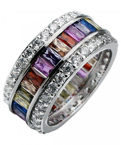 Womens Rings Multicolor Cubic Zirconia Rainbow Ring Created-Gemstone Sizes 6 to 12 8 $10.74 Rings