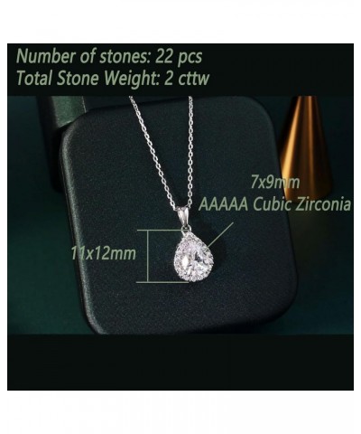 Vintage Necklaces for Women Trendy 925 Sterling Silver Statement Pendant Necklace Pear Cut $17.00 Necklaces