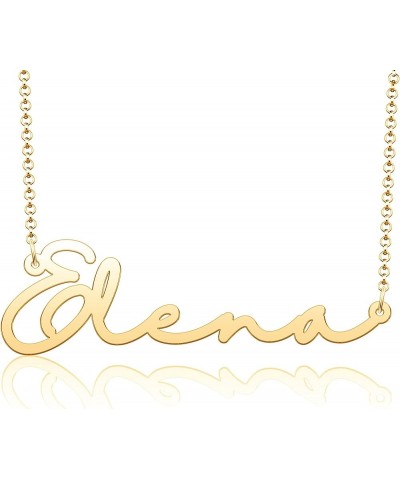 Name Necklace Personalized Gold Custom Name Plate Necklace Sterling Silver Elena-Gold-G $19.37 Necklaces