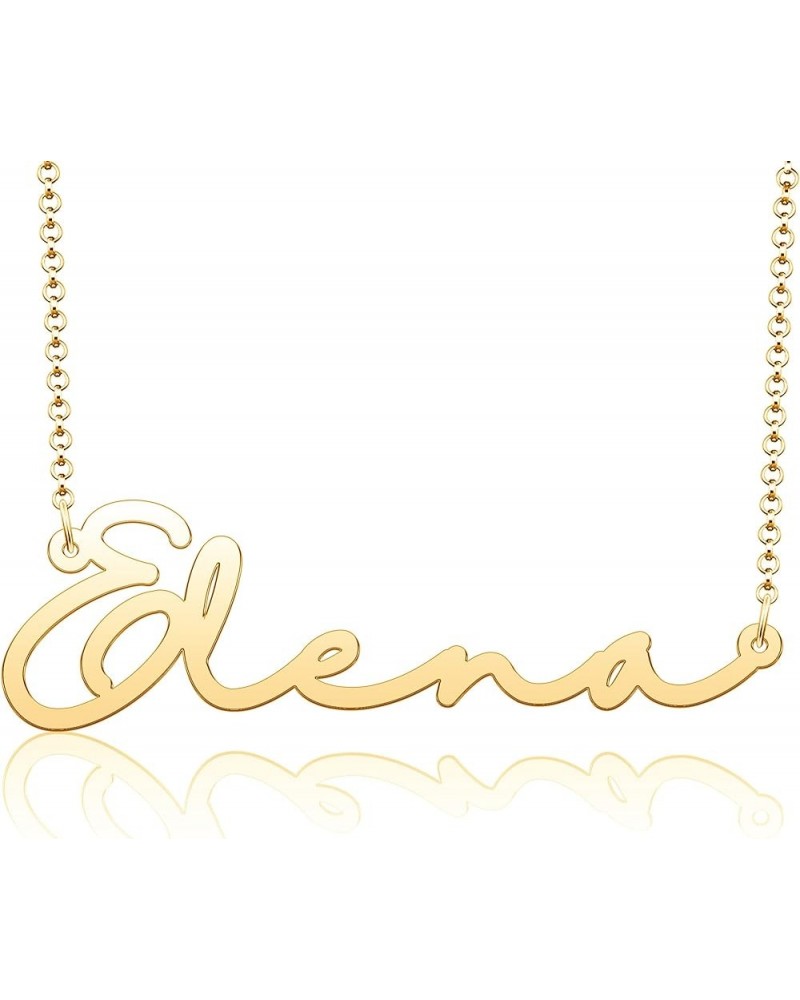 Name Necklace Personalized Gold Custom Name Plate Necklace Sterling Silver Elena-Gold-G $19.37 Necklaces