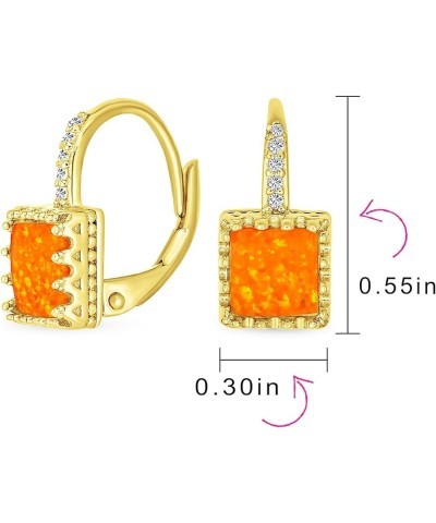 Vintage Style Cubic Zirconia Halo CZ Square Round Solitaire Circle Gemstone White Orange Fire Created Opal Drop Earrings For ...