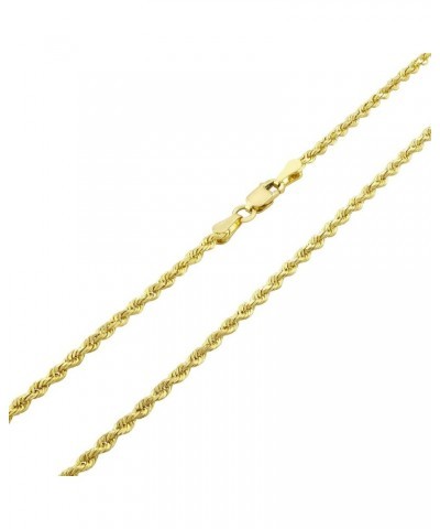 14k Yellow Gold 2.5mm Solid Rope Chain Diamond Cut Link Pendant Necklace, Mens Womens Jewelry 16" 18" 20" 22" 24" 26" 28" 30 ...