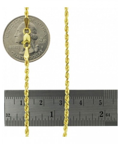 14k Yellow Gold 2.5mm Solid Rope Chain Diamond Cut Link Pendant Necklace, Mens Womens Jewelry 16" 18" 20" 22" 24" 26" 28" 30 ...